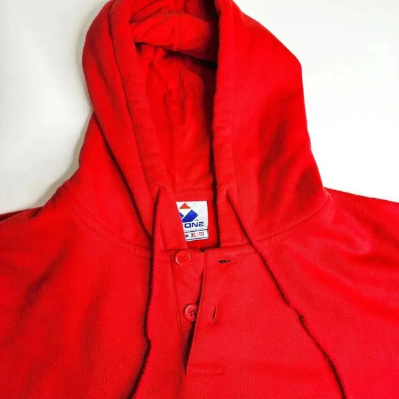90s Apex One Wisconsin Badgers Hoodie Sweatshirt Embroidered Red Button Size XL - Picture 2 of 6
